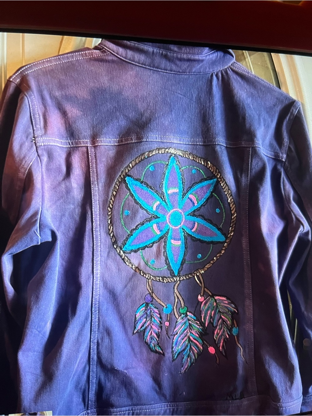 Women’s Purple tye dye hand painted Dreamcatcher Jacket